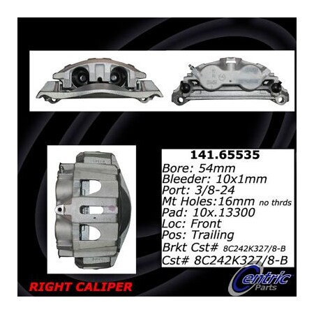 Centric Centric Semi-Loaded Brake Caliper with New Phenolic Pistons, Centric Parts 141.65535 141.65535